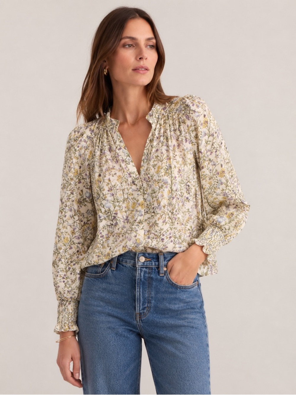 ME+EM Botanical Floral Print Blouse